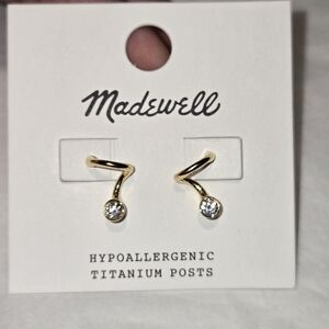 Madewell Gold Twist Earrings with Clear Accents